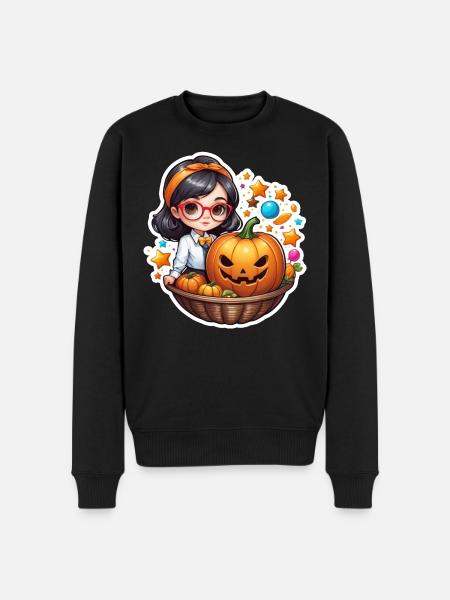 Filles Halloween Citrouille Panier - Pull Premium bio Homme - noir