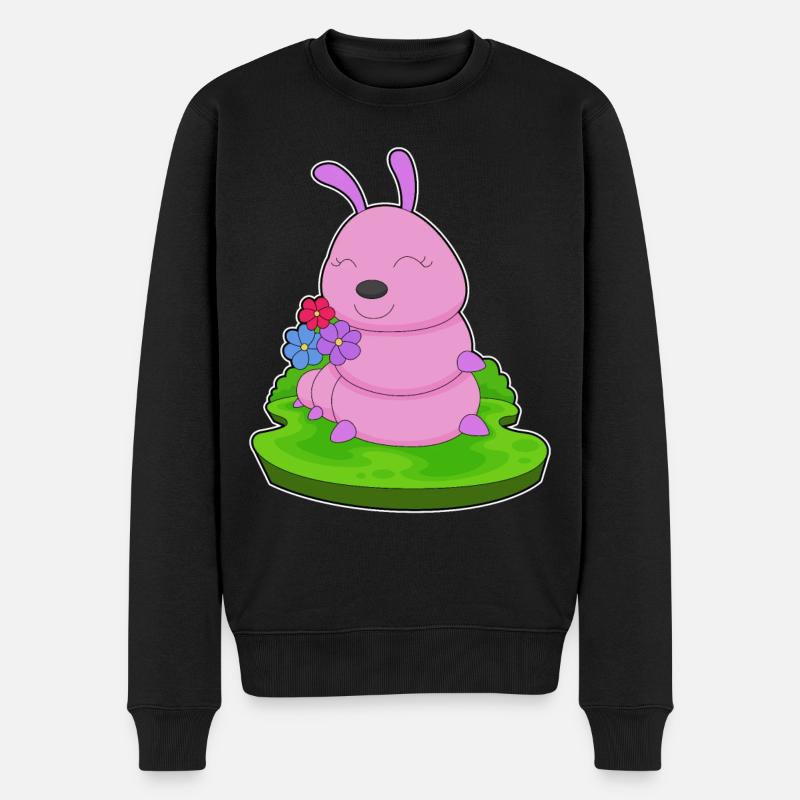 Raupe Blumen - Männer Premium Bio Pullover - Schwarz