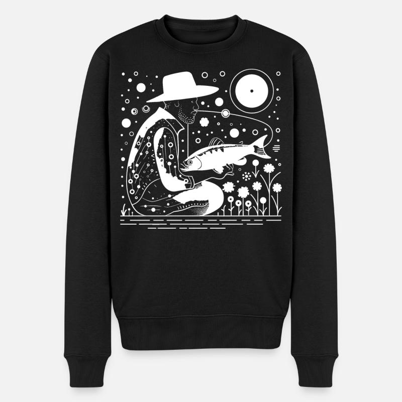 Angler Skizze - Männer Premium Bio Pullover - Schwarz
