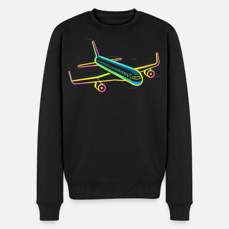 Graphique d’avion rétro - Pull Premium bio Homme - noir