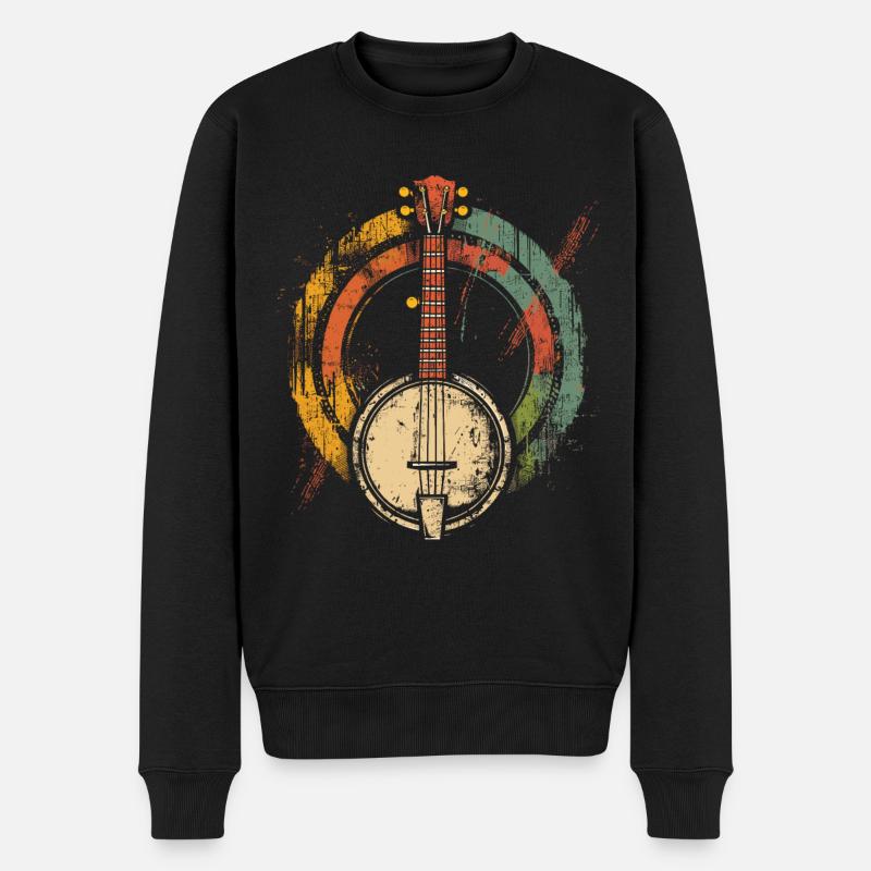 90er Jahre Banjo - Männer Premium Bio Pullover - Schwarz