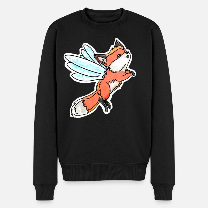 Fantastischer, fliegender Feen-Fuchs - Männer Premium Bio Pullover - Schwarz