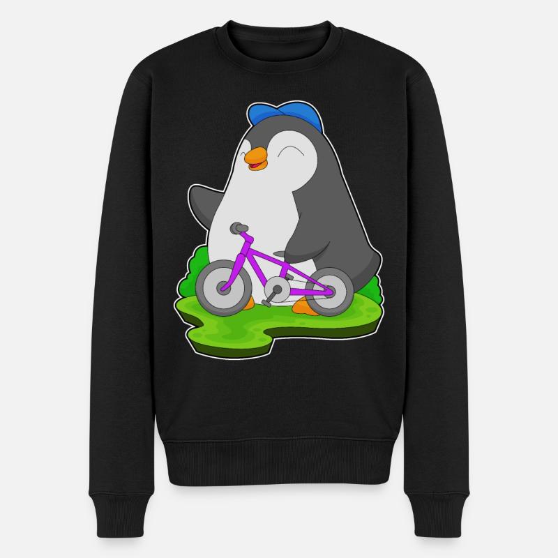 Pinguin Fahrrad - Männer Premium Bio Pullover - Schwarz