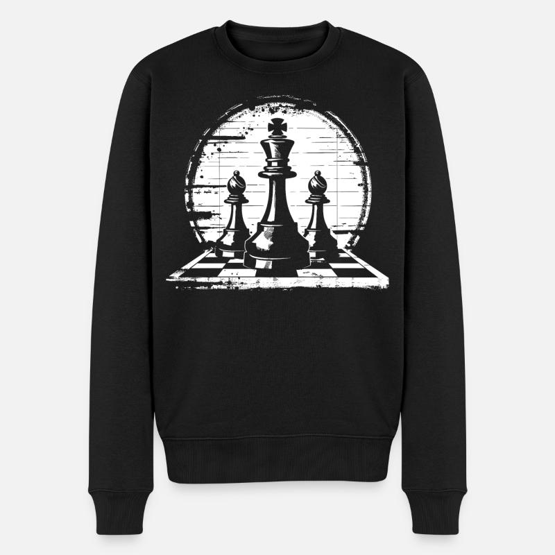 Graphiques de pièces d’échecs - Pull Premium bio Homme - noir