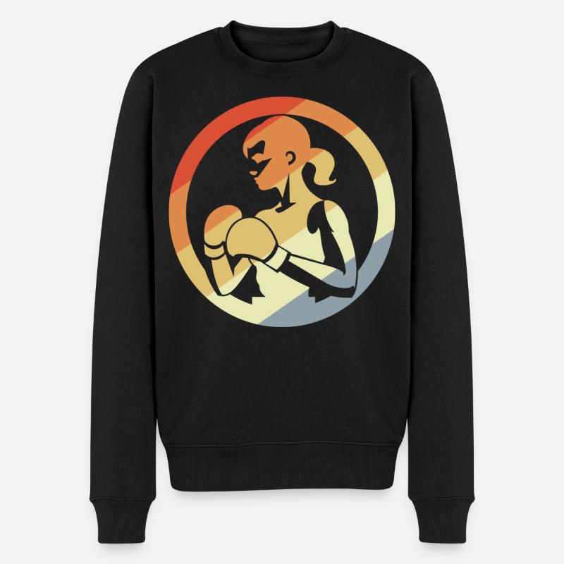 Retro Boxerin - Männer Premium Bio Pullover - Schwarz