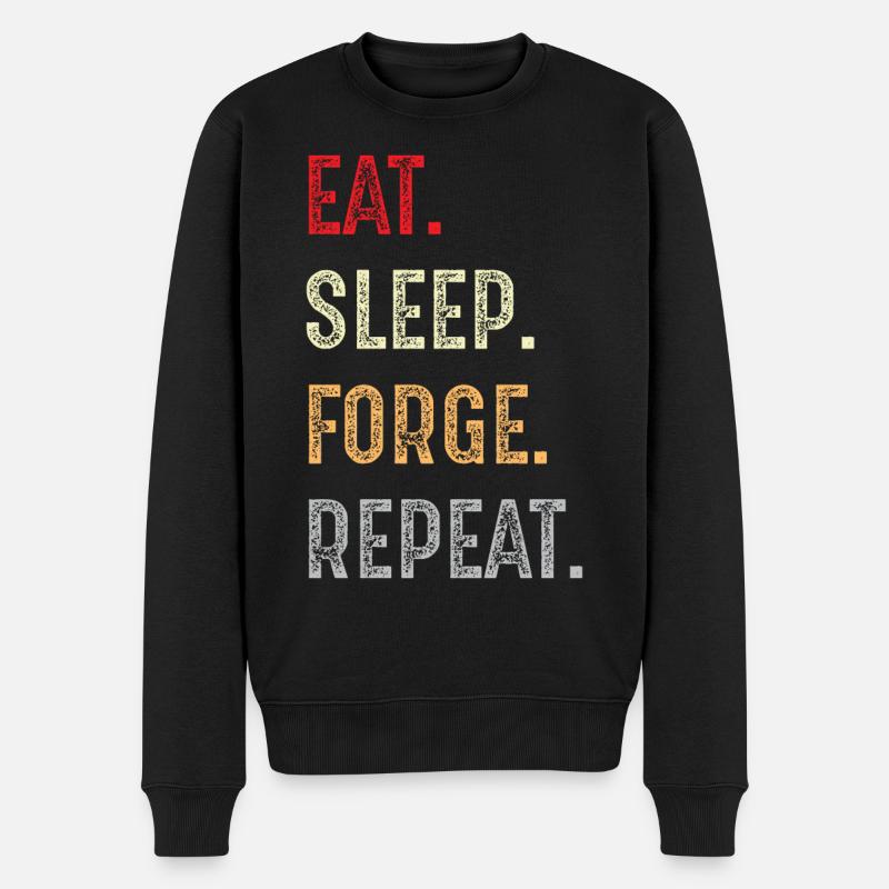 Essen Schlaf Forge Wiederholung - Männer Premium Bio Pullover - Schwarz