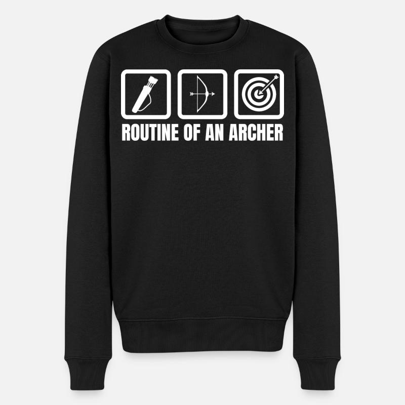 Routine eines Bogenschützen - Männer Premium Bio Pullover - Schwarz