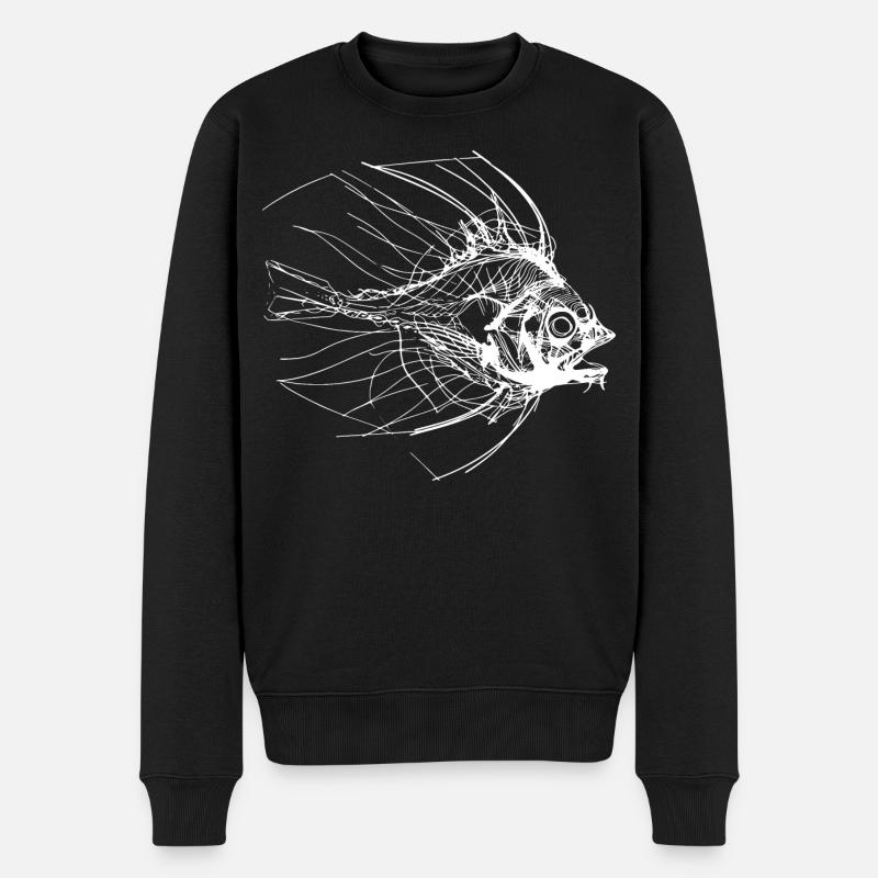 Fisch Skizze - Männer Premium Bio Pullover - Schwarz