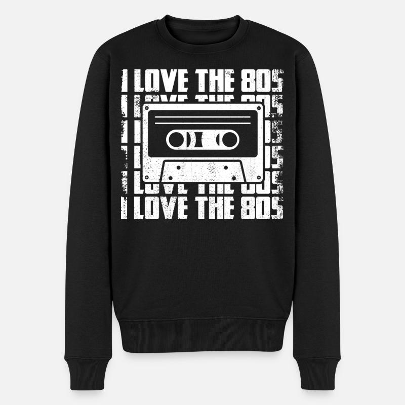 Ich liebe die 80er - Männer Premium Bio Pullover - Schwarz