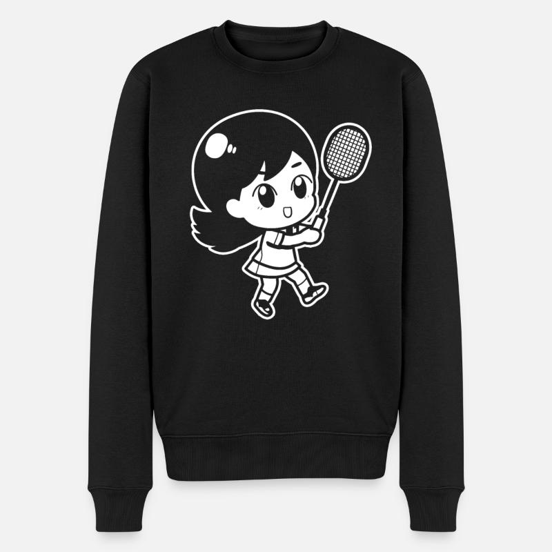 Kleine Badmintonspielerin - Männer Premium Bio Pullover - Schwarz