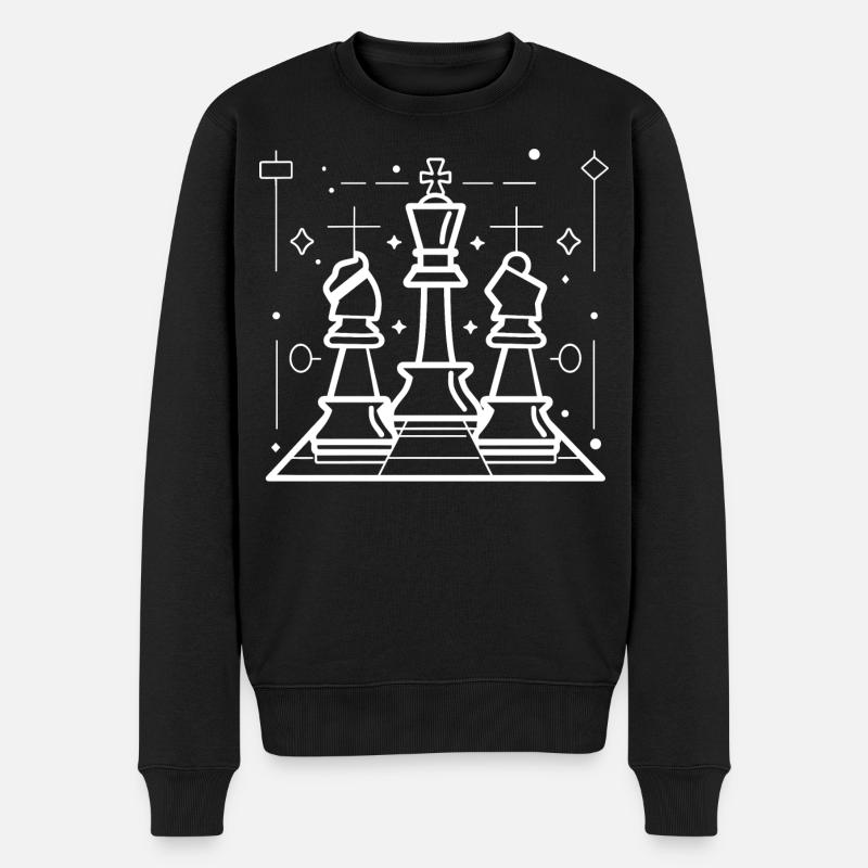 Pièces d’échecs Trait Croquis - Pull Premium bio Homme - noir