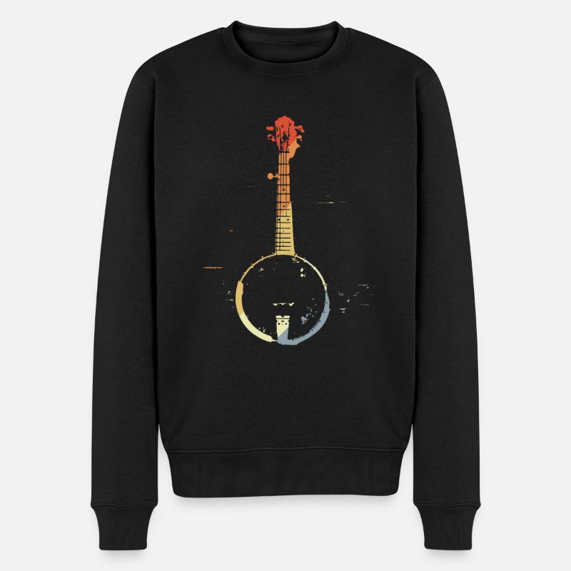 Retro Banjo Grafik - Männer Premium Bio Pullover - Schwarz