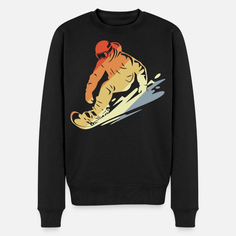 Snowboarder Retro Stil - Männer Premium Bio Pullover - Schwarz