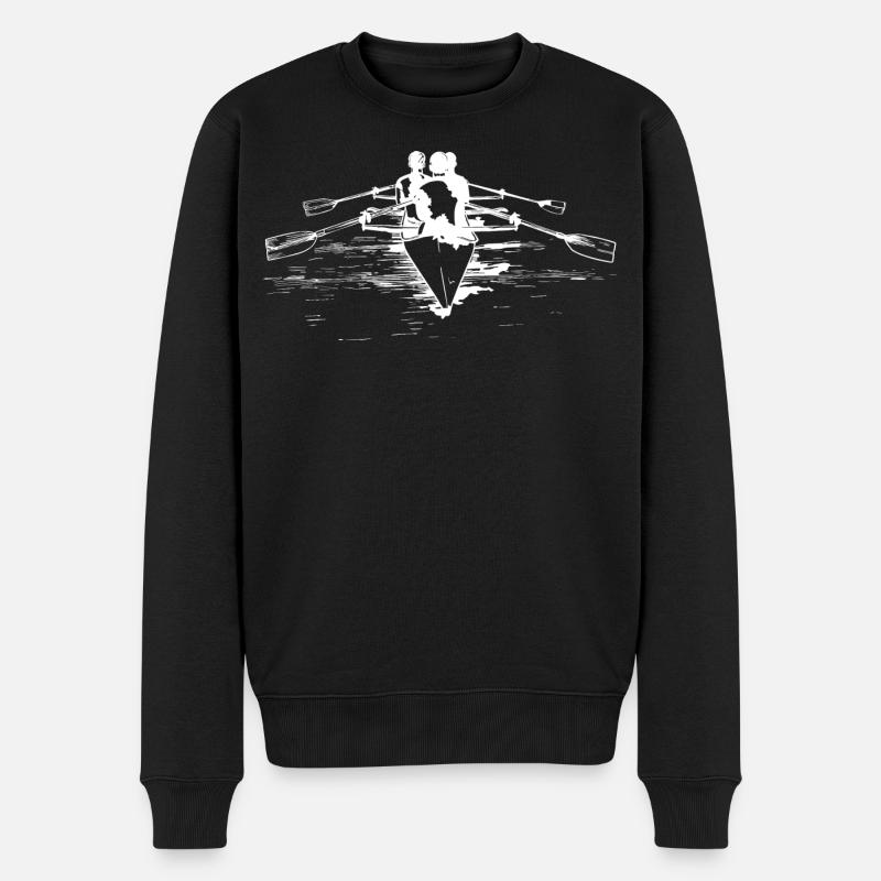 Ruderteam Zeichnung - Männer Premium Bio Pullover - Schwarz