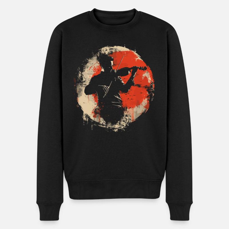 Geigenspieler Grafik - Männer Premium Bio Pullover - Schwarz