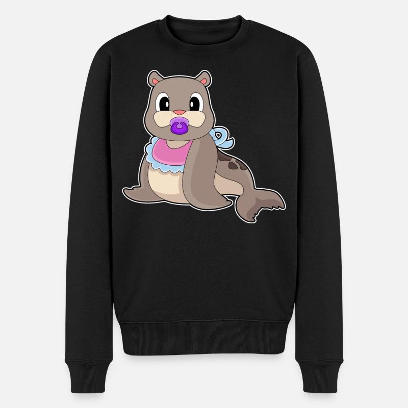 Seehund Baby Schnuller - Männer Premium Bio Pullover - Schwarz