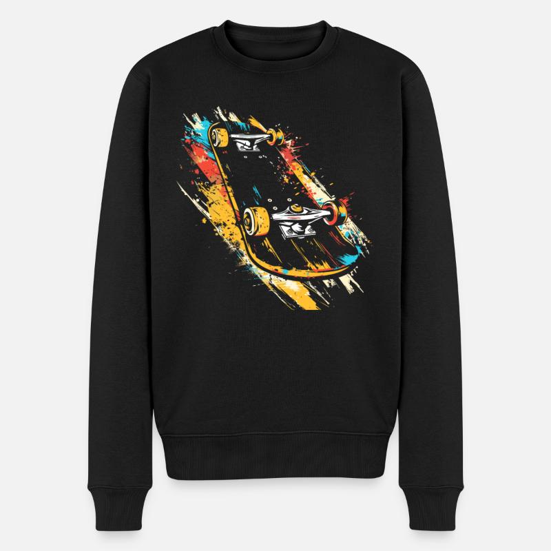 Skateboard Graffiti - Männer Premium Bio Pullover - Schwarz