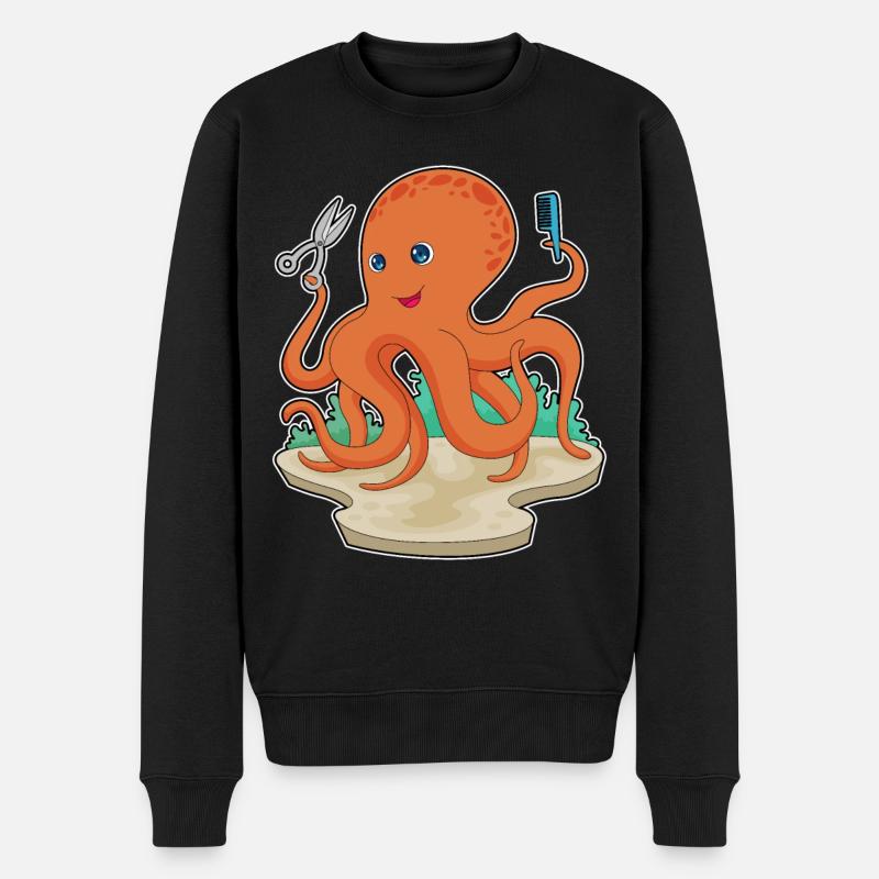 Octopus Coiffeur Ciseaux - Pull Premium bio Homme - noir