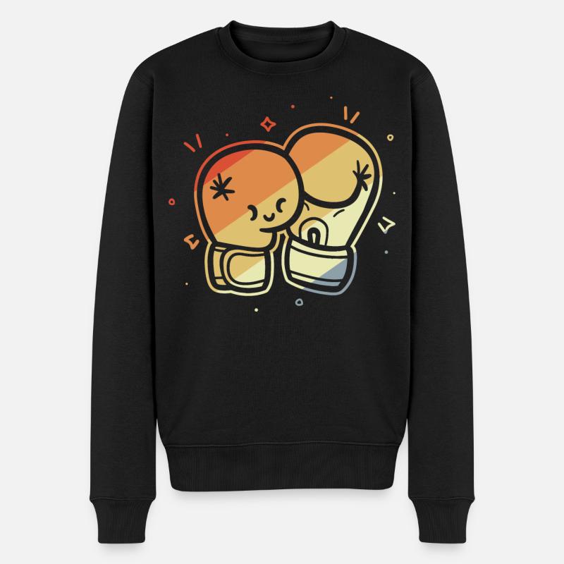 Vintage Boxhandschuhe Comic - Männer Premium Bio Pullover - Schwarz