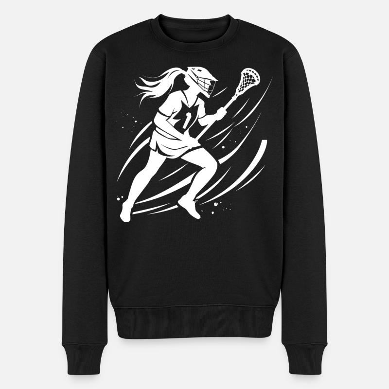 Lacrosse Mädchen - Männer Premium Bio Pullover - Schwarz