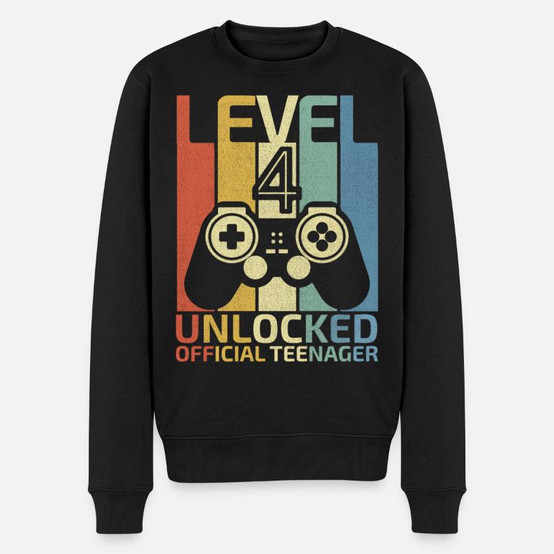 Level 4 Freigeschaltet offizieller Teenager - Männer Premium Bio Pullover - Schwarz