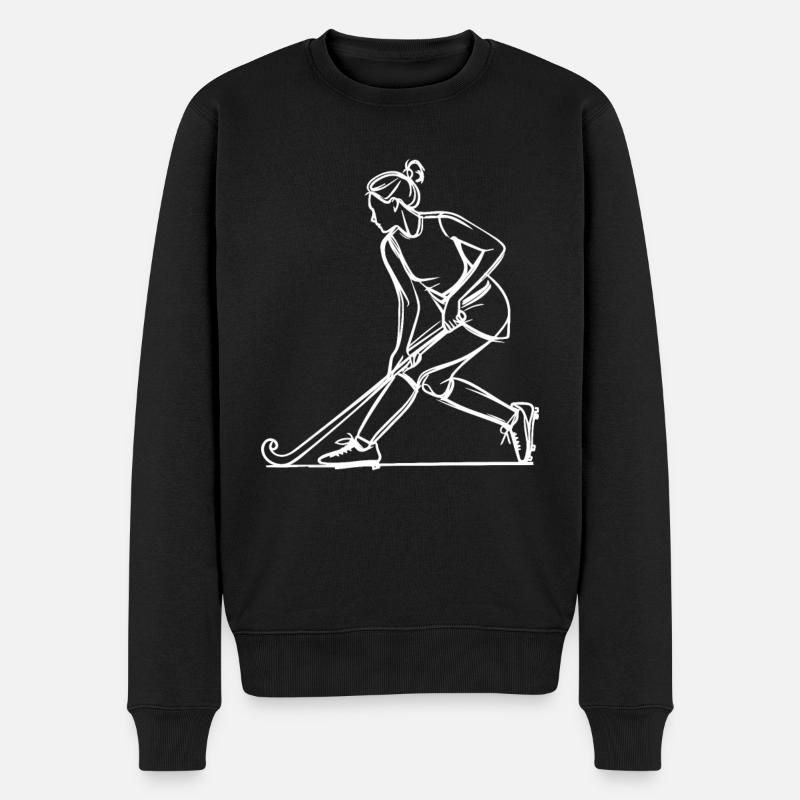 Feldhockeyspielerin Zeichnung - Männer Premium Bio Pullover - Schwarz