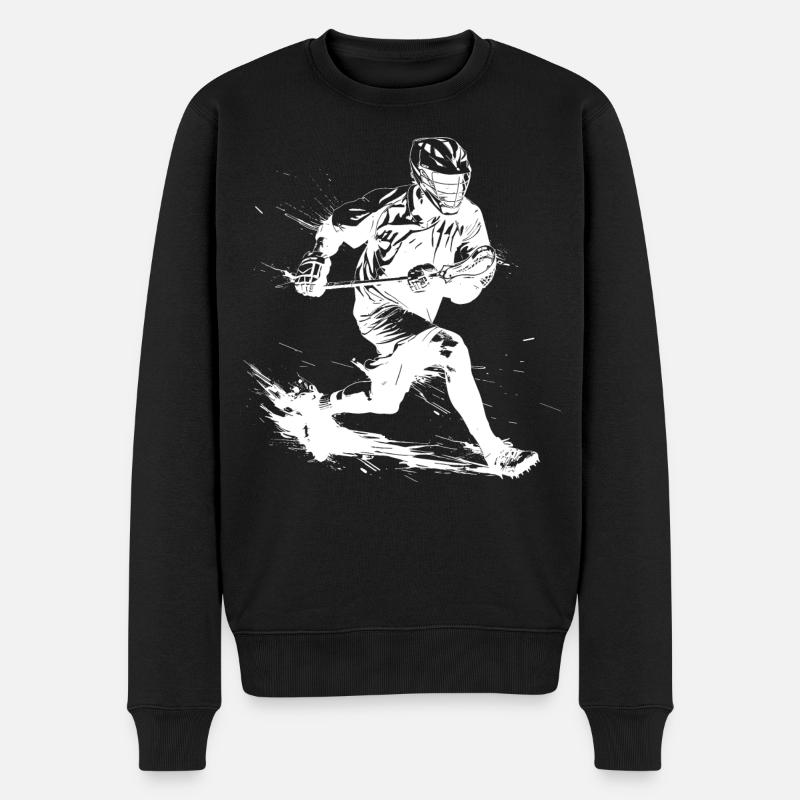 Dessin de garçon de crosse - Pull Premium bio Homme - noir