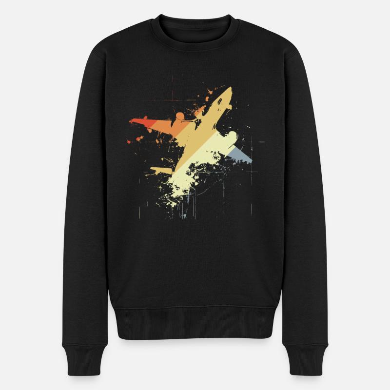 80er Jahre Flugzeug Grafik - Männer Premium Bio Pullover - Schwarz