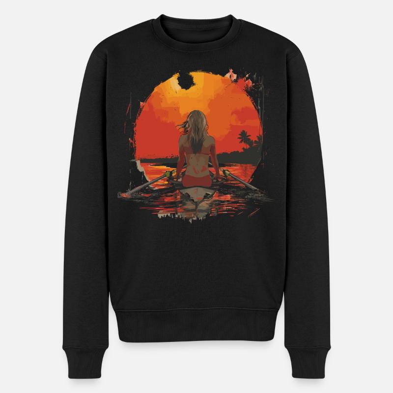 Illustration Ruderin - Männer Premium Bio Pullover - Schwarz