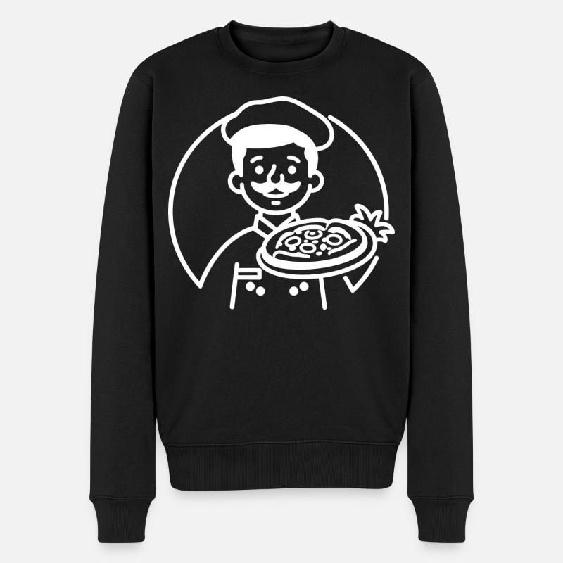 Pizzabäcker Line Art - Männer Premium Bio Pullover - Schwarz