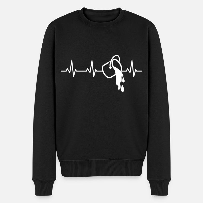 Pot de peinture ECG heartline - Pull Premium bio Homme - noir