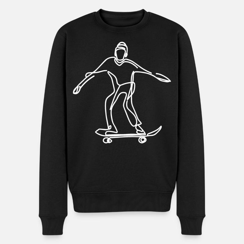 Skateboarder Zeichnung - Männer Premium Bio Pullover - Schwarz