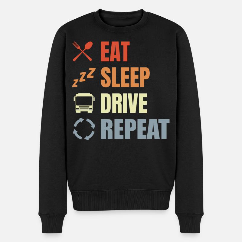 Manger Dormir Conduire Répéter - Pull Premium bio Homme - noir