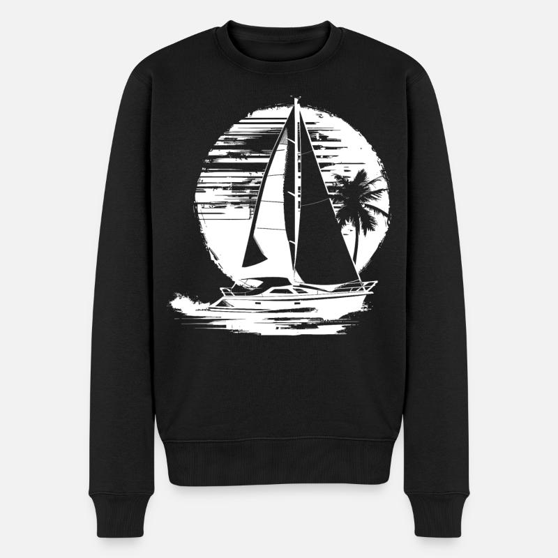 Segeln Zeichnung - Männer Premium Bio Pullover - Schwarz