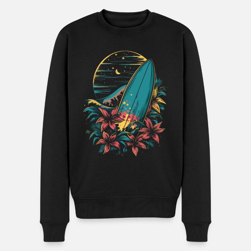 planche de surf dessin animé - Pull Premium bio Homme - noir