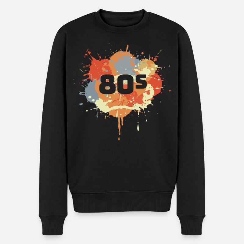 80er Jahre Farbe Graffiti - Männer Premium Bio Pullover - Schwarz