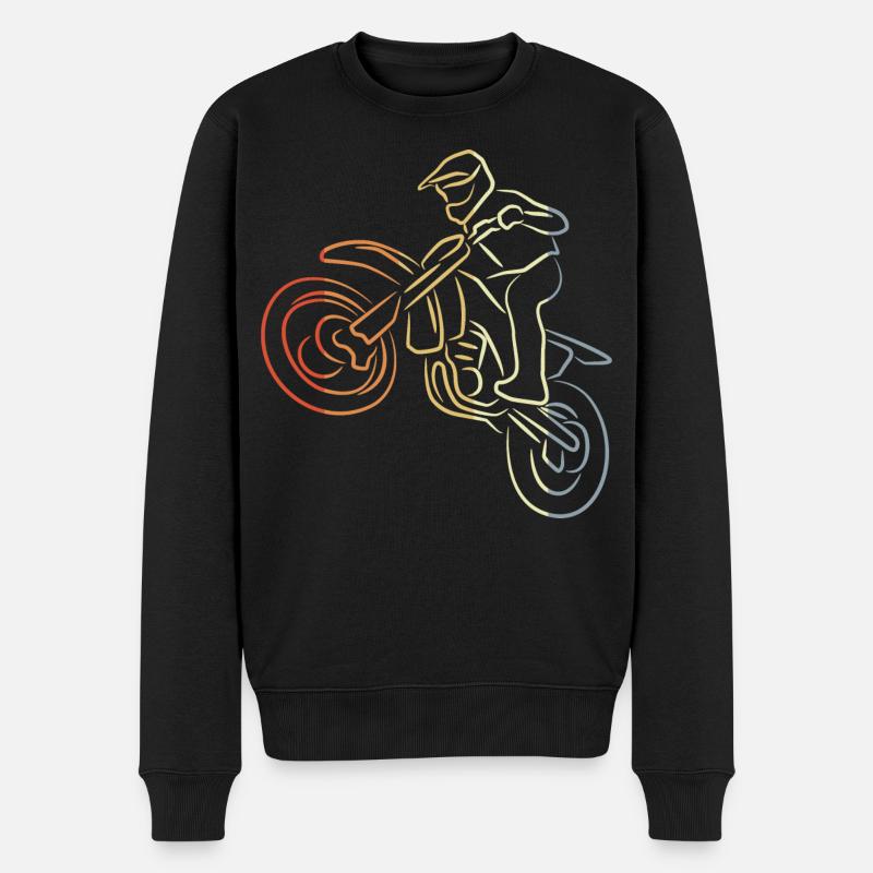 Motocross Strichzeichnung - Männer Premium Bio Pullover - Schwarz