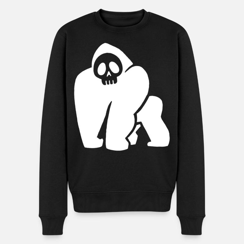 Weißer Gorilla Schädel - Männer Premium Bio Pullover - Schwarz