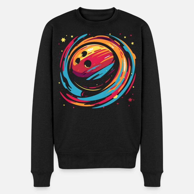 Retro Bowlingkugel - Männer Premium Bio Pullover - Schwarz