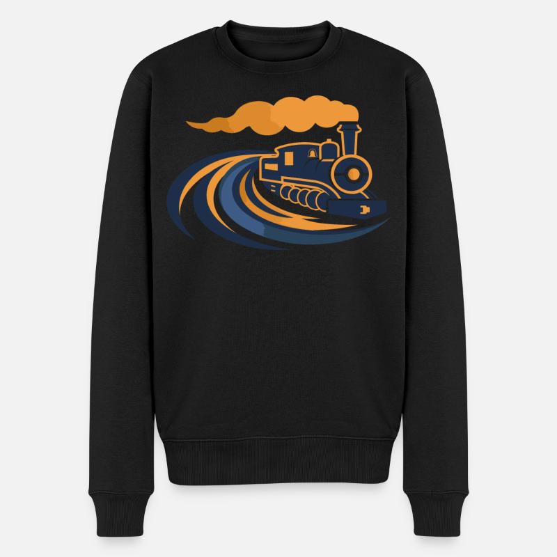 Lokomotive 90er Look - Männer Premium Bio Pullover - Schwarz