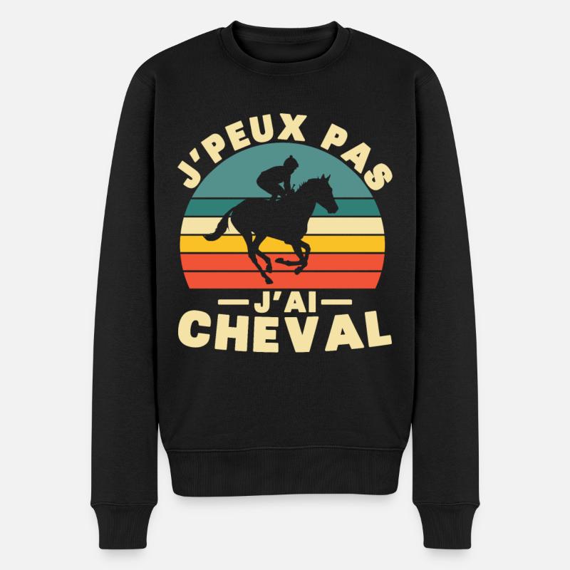 Ich kann nicht Ich habe Pferdehumor Geschenk - Männer Premium Bio Pullover - Schwarz