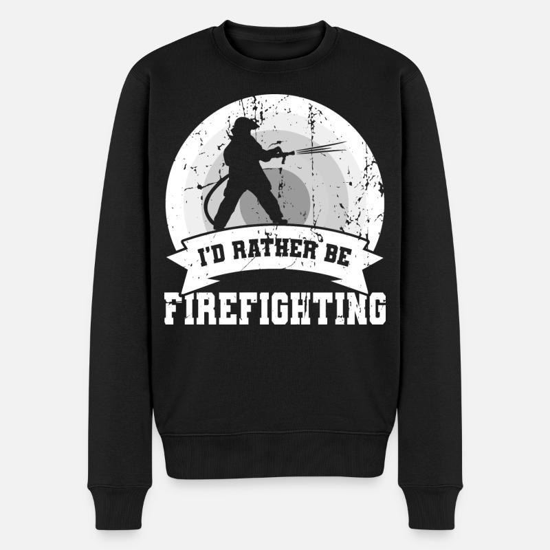 Ich wäre lieber bei der Feuerwehr - Männer Premium Bio Pullover - Schwarz