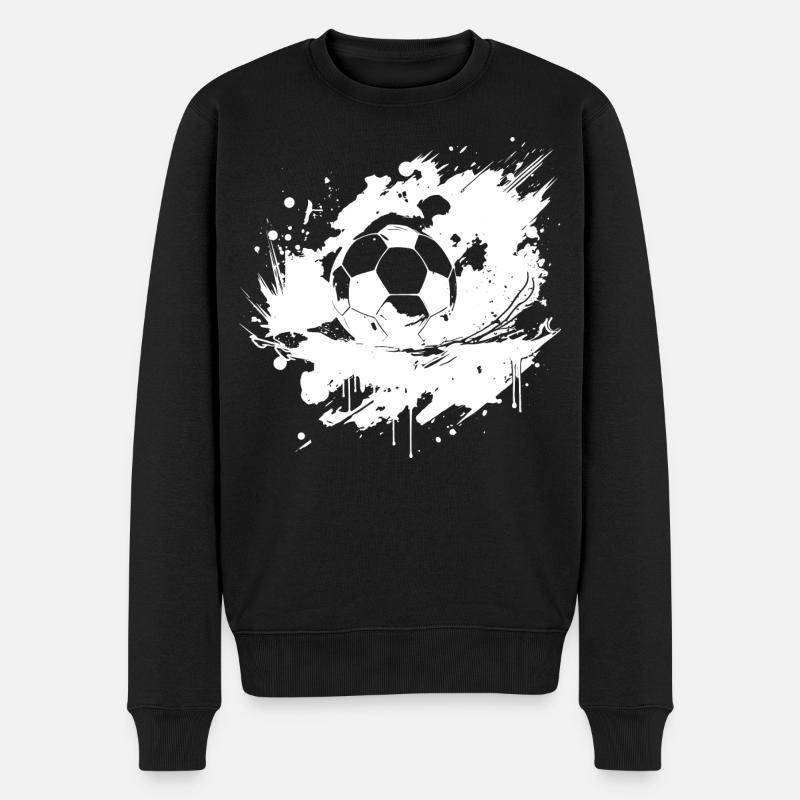 Lustiger Fußball - Männer Premium Bio Pullover - Schwarz