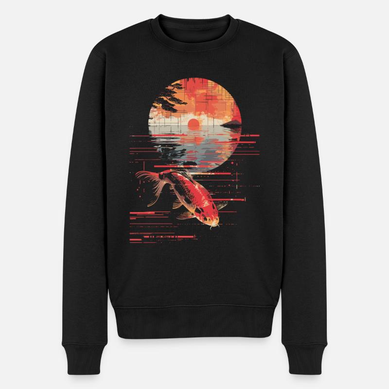 Angeln Synthwave - Männer Premium Bio Pullover - Schwarz