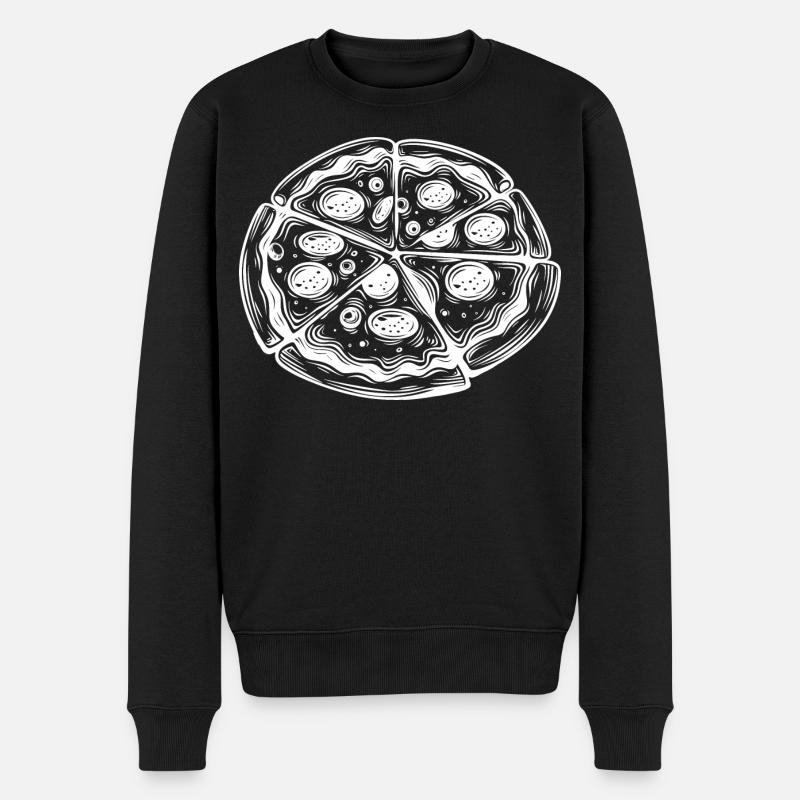 Pizza Zeichnung - Männer Premium Bio Pullover - Schwarz