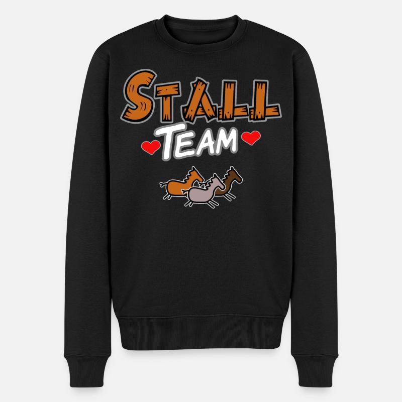 Team im Stall Pferde - Männer Premium Bio Pullover - Schwarz