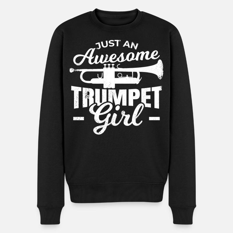 Trompeten Mädchen - Männer Premium Bio Pullover - Schwarz