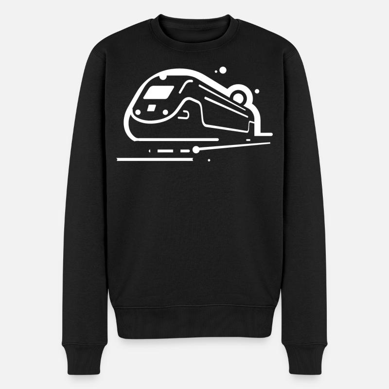 Cartoon Zug - Männer Premium Bio Pullover - Schwarz