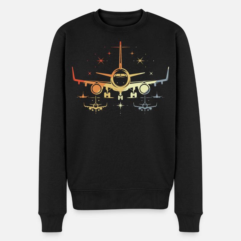 Flugzeuge Grafik Retro - Männer Premium Bio Pullover - Schwarz