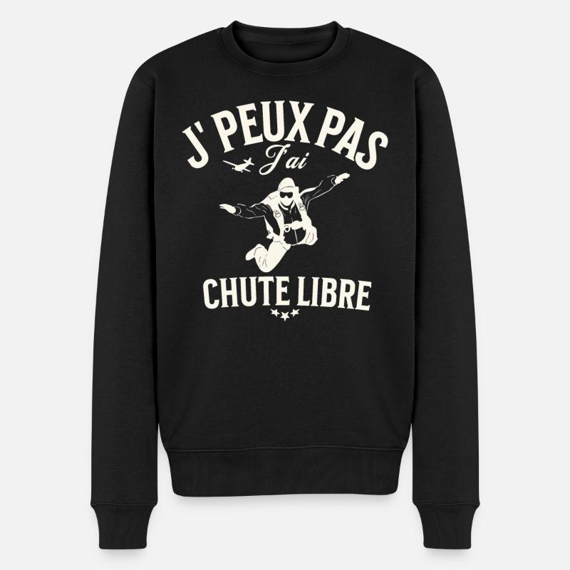 Humor Freiheit Fallschirmjäger Illustration - Männer Premium Bio Pullover - Schwarz